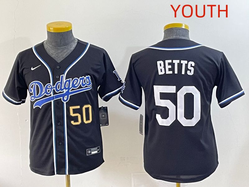 Youth 2025 Los Angeles Dodgers #50 Betts Black Three generations Fashion Nike MLB Jersey style 4